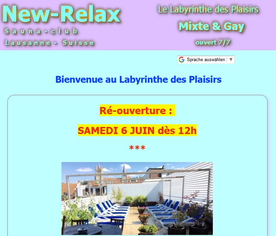 Wiedereröffnung am 06 06 2020 im FKK New Relax Lausanne CH Lausanne